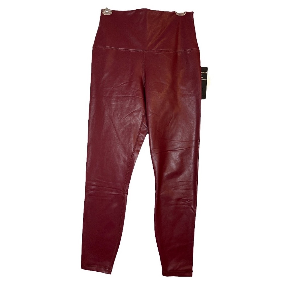 Faux Leather Leggings Super High Rise 7/8 Length Uptown Red